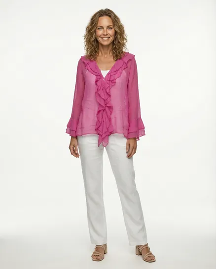 Bluse mit Volant in pink von Selected Touch