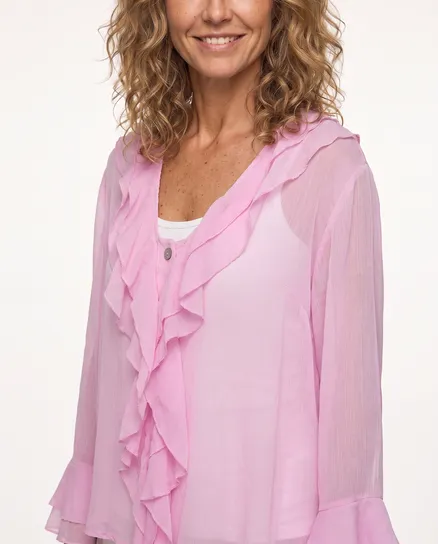 Bluse mit Volant in rosa von Selected Touch