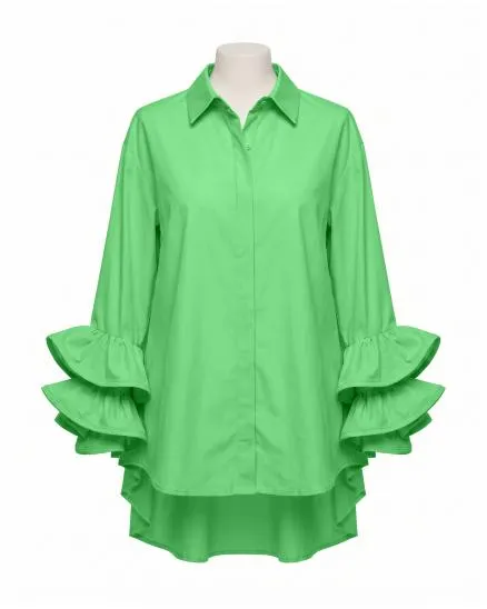 Bluse mit Volant�rmel in gr�n von Made in Italy