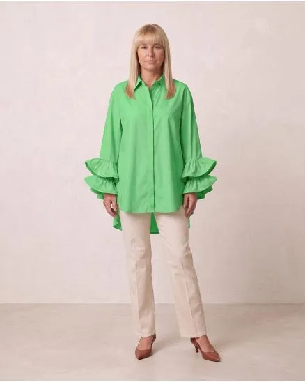Bluse mit Volant�rmel in gr�n von Made in Italy
