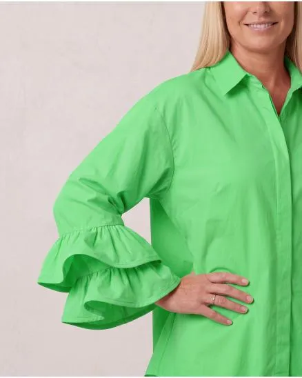 Bluse mit Volant�rmel in gr�n von Made in Italy