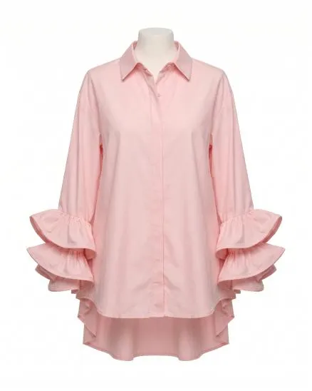 Bluse mit Volant�rmel in rosa von Made in Italy