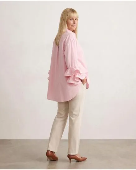 Bluse mit Volant�rmel in rosa von Made in Italy
