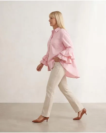 Bluse mit Volant�rmel in rosa von Made in Italy