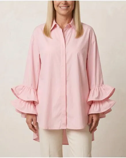Bluse mit Volant�rmel in rosa von Made in Italy