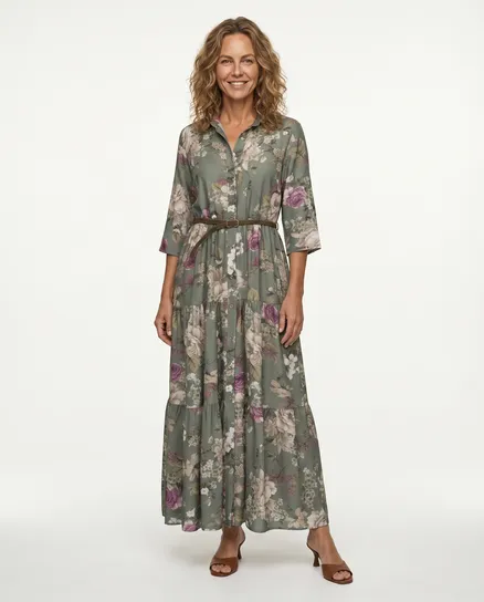 Blusenkleid Floral in khaki von Made in Italy