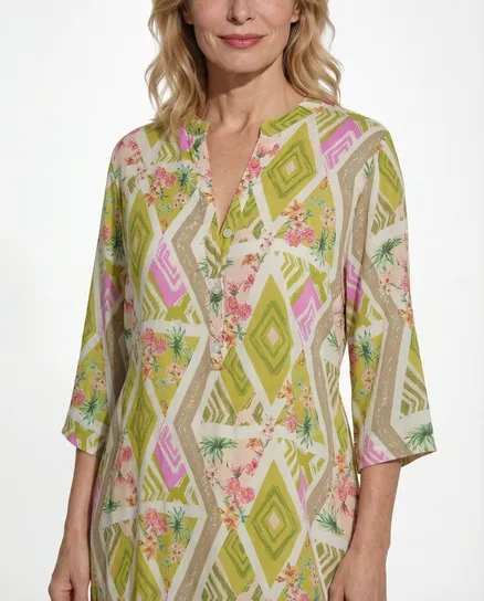 Blusenkleid Print in anis von H. Trend
