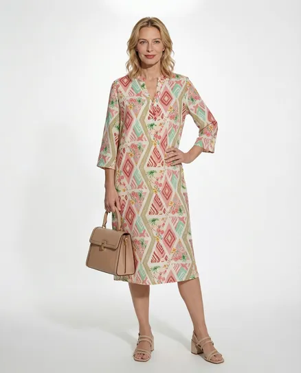 Blusenkleid Print in rosa von H. Trend