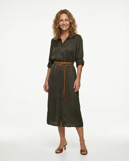 Blusenkleid Satin in braun von Moda Italia