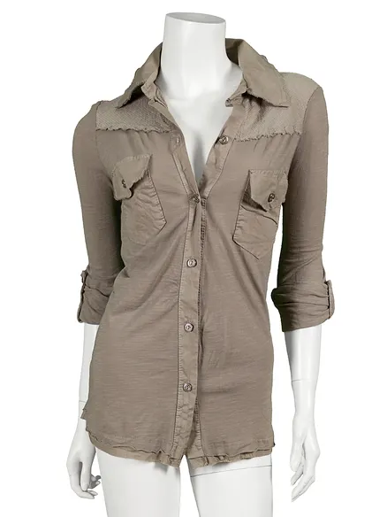 Bluse Baumwolle in braun von Shulamite made in Italy