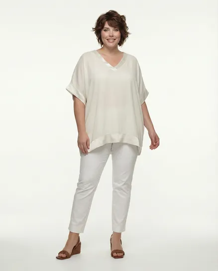 Blusenshirt aus Georgette in beige von Made in Italy