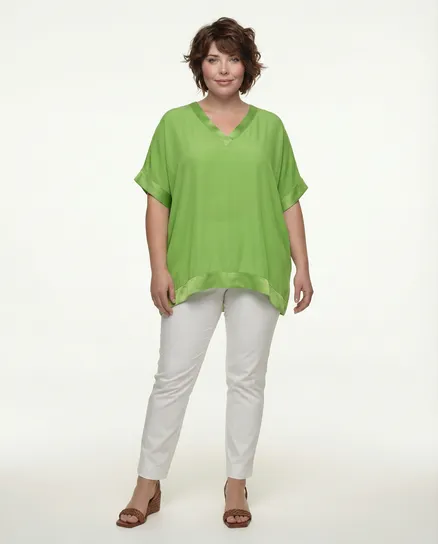 Blusenshirt aus Georgette in gr�n von Made in Italy