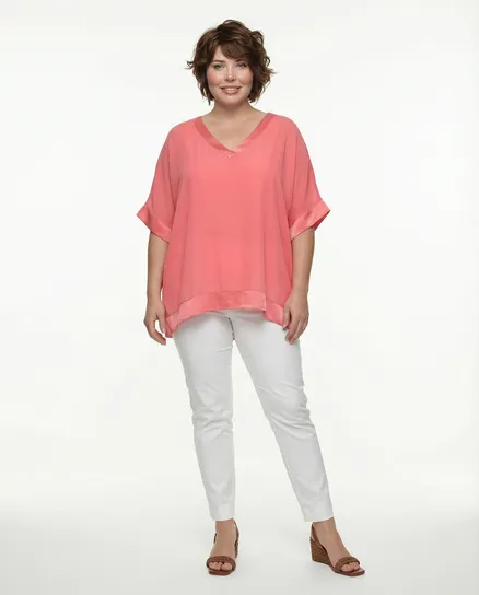 Blusenshirt aus Georgette in koralle von Made in Italy