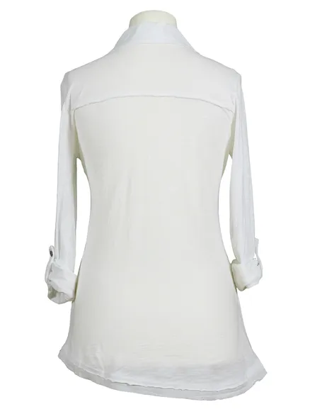 Bluse Baumwolle in wei� von Shulamite made in Italy