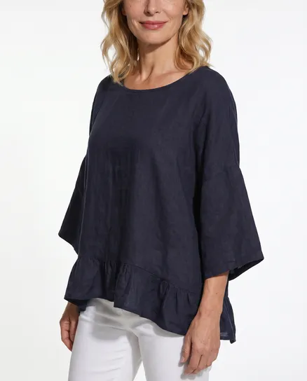 Blusenshirt Leinen in blau von Puro Lino