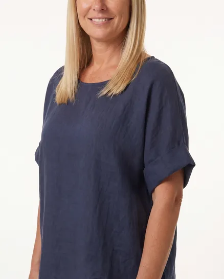 Blusenshirt Leinen in blau von Puro Lino