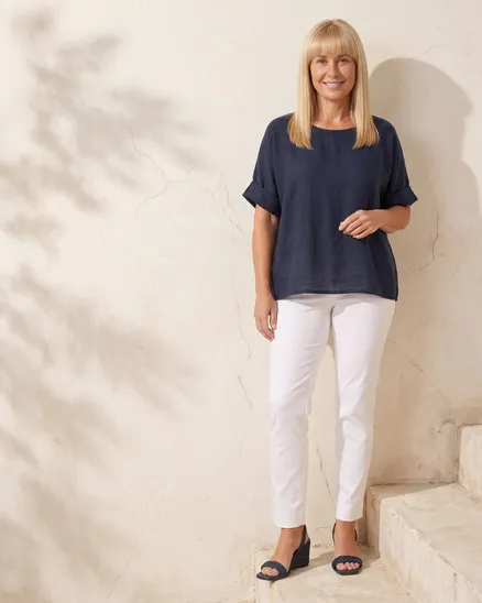 Blusenshirt Leinen in blau von Puro Lino