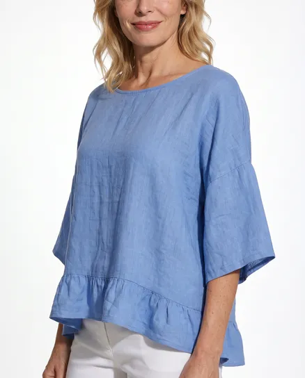 Blusenshirt Leinen in hellblau von Puro Lino