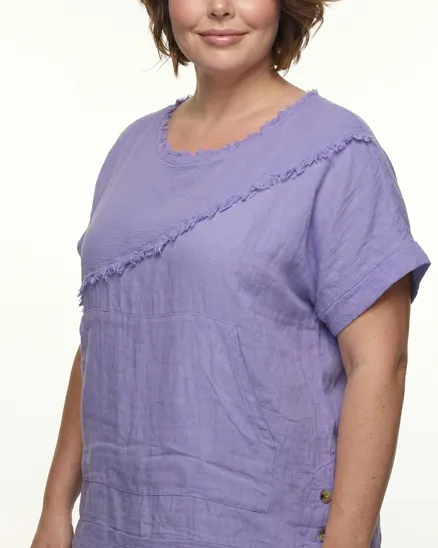Blusenshirt Leinen in lila von Made in Italy