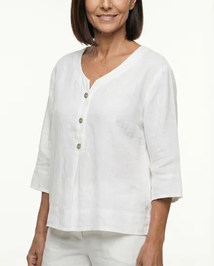 Blusenshirt Leinen in wei� von Puro Lino