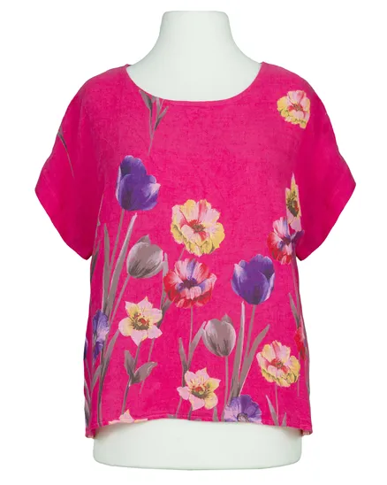 Blusenshirt Leinen Floral in pink von Made in Italy