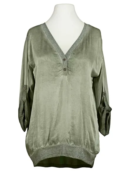 Blusenshirt mit Glanzgarn in khaki von Spaziodonna