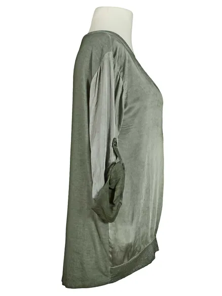 Blusenshirt mit Glanzgarn in khaki von Spaziodonna