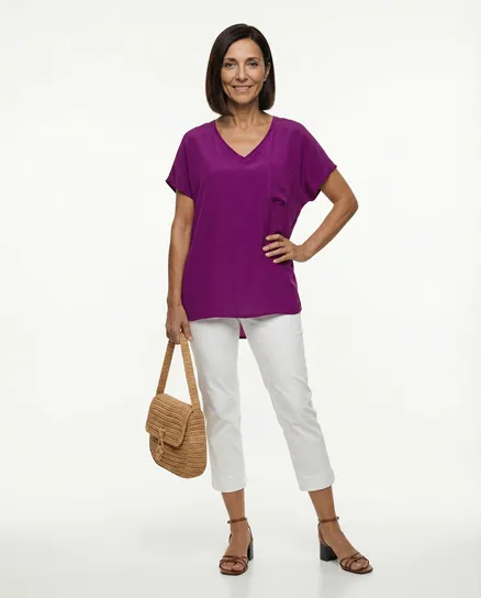 Blusenshirt mit Satin in beere von Selected Touch