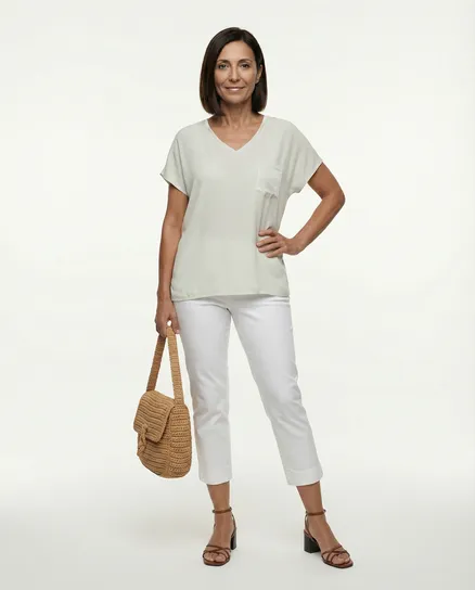 Blusenshirt mit Satin in beige von Selected Touch