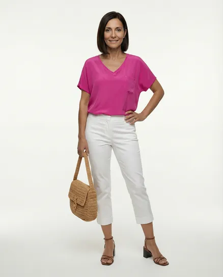 Blusenshirt mit Satin in pink von Selected Touch