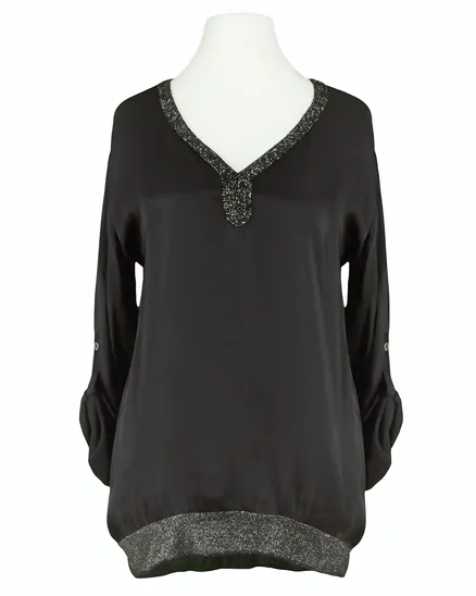 Blusenshirt mit Satin in schwarz von Spaziodonna