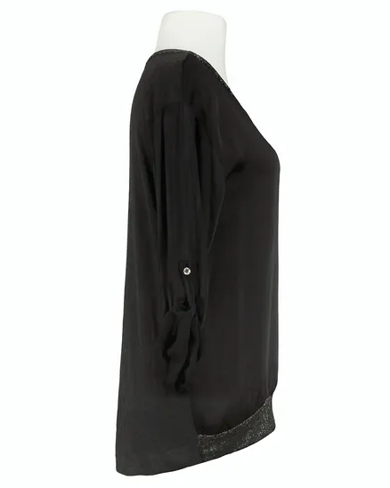Blusenshirt mit Satin in schwarz von Spaziodonna
