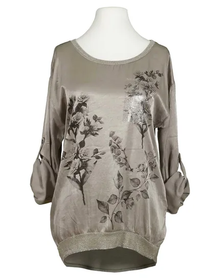 Blusenshirt mit Seide in taupe von Spaziodonna