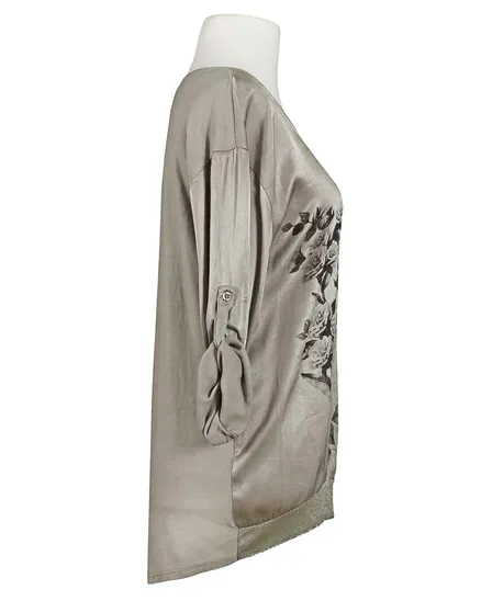 Blusenshirt mit Seide in taupe von Spaziodonna