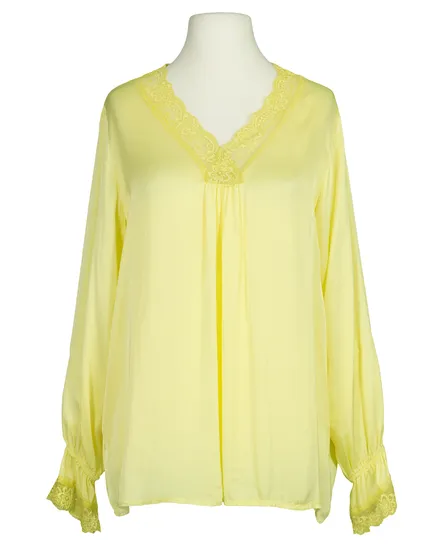 Blusenshirt mit Spitze in gelb von Made in Italy