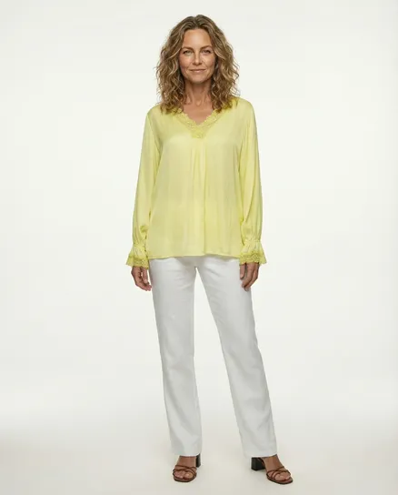 Blusenshirt mit Spitze in gelb von Made in Italy