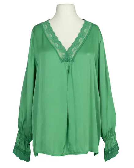 Blusenshirt mit Spitze in gr�n von Made in Italy