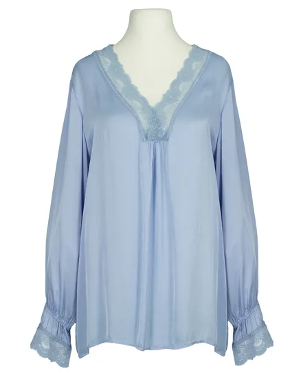 Blusenshirt mit Spitze in hellblau von Made in Italy