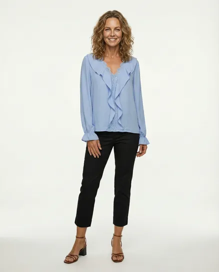 Blusenshirt mit Volant in blau von Lamiar