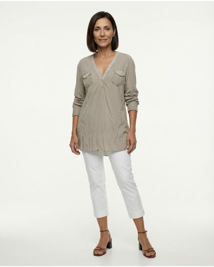 Blusenshirt Pailletten in taupe von Spaziodonna