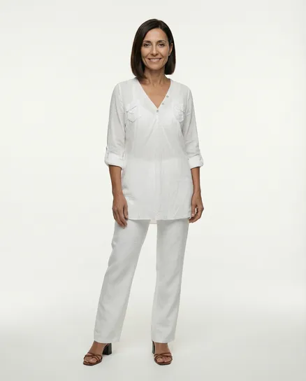 Blusenshirt Pailletten in wei� von Spaziodonna