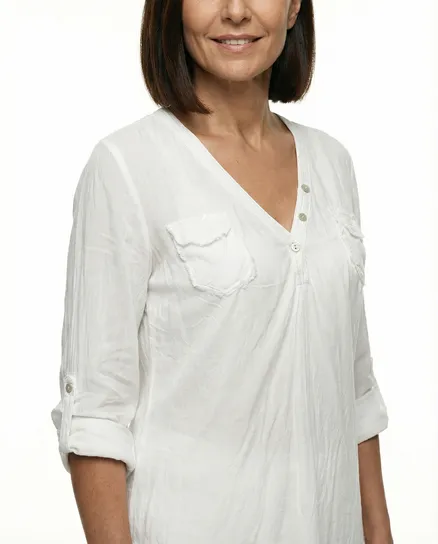 Blusenshirt Pailletten in wei� von Spaziodonna