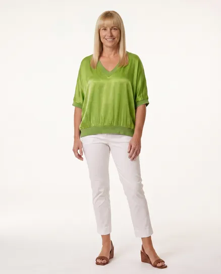 Blusenshirt Satin in gr�n von Made in Italy