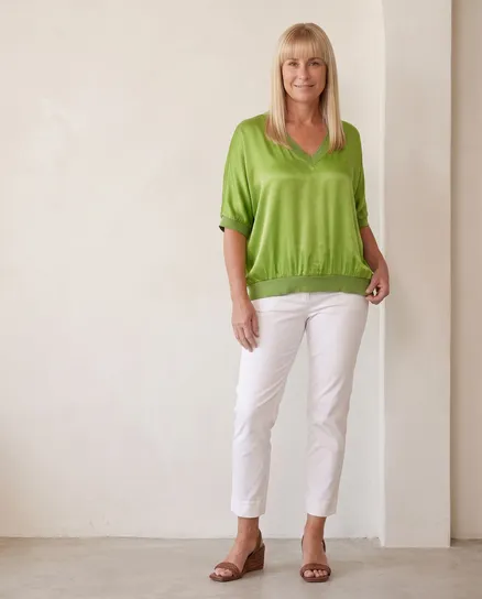 Blusenshirt Satin in gr�n von Made in Italy