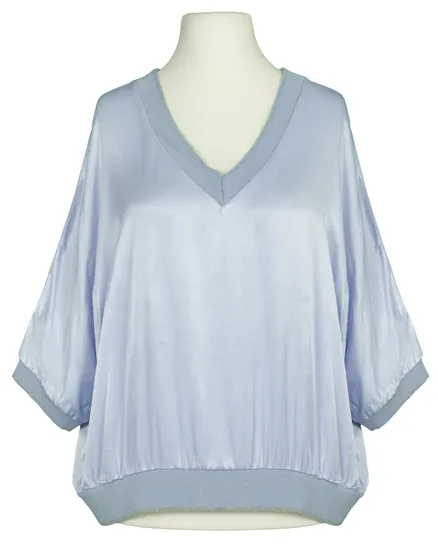 Blusenshirt Satin in hellblau von Made in Italy