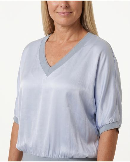 Blusenshirt Satin in hellblau von Made in Italy