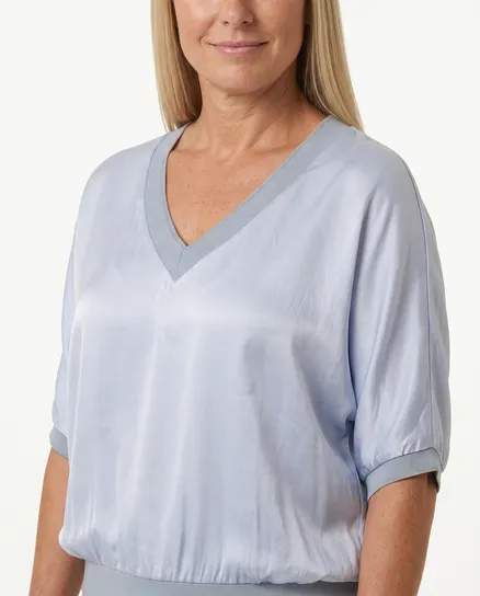 Blusenshirt Satin in hellblau von Made in Italy