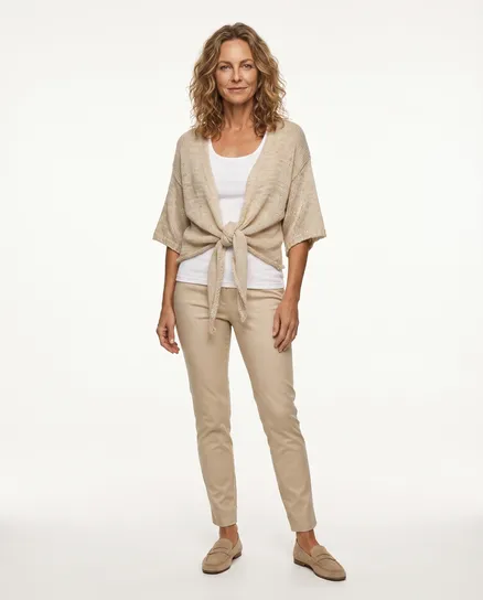 Bolero B�ndchengarn in beige von Italia Moda