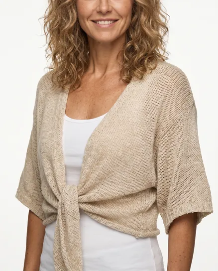 Bolero B�ndchengarn in beige von Italia Moda