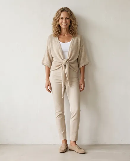 Bolero B�ndchengarn in beige von Italia Moda